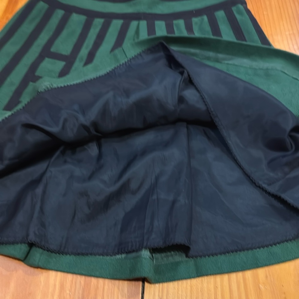 MAEVE 4 Emerald Green/Black Tsuga Wool Skirt Black Geometic Pattern - Picture 6 of 6